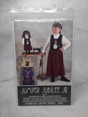 1996 Indygo Junction Girls plus 18" Doll Jumper Jubilee Applique Sewing Pattern